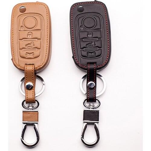 The Newest Car Leather Key Bag Key Cover for Fiat 4 Buttons Folding Key Case Black Brown Case starline a91 keys accessories