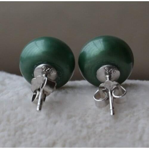 New Arrival Favorite Pearl Earrings AAA 9-10MM Green Freshwater Pearls S925 Silver Stud Earrings Fine Jewelry Lady Gift