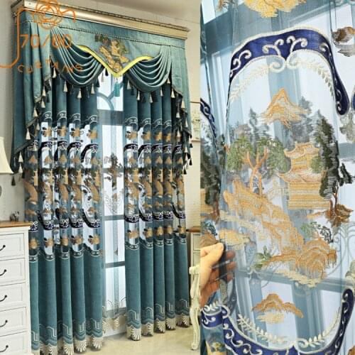 New Chinese High-end Curtains Hollow Embroidered Curtains for Living Room and Bedroom Floor-to-ceiling Screens Custom