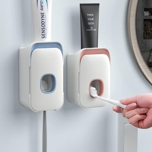 New Automatic Toothpaste Dispenser Dust-proof Toothbrush Holder Wall Mount Stand Bathroom Accessories Set Toothpaste Squeezer