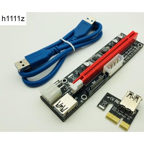 PCIe PCI-E PCI Express Riser Card 1x to 16x USB 3.0 Data Cable SATA 4Pin 6Pin IDE Power Supply for BTC Miner Mining Black Board