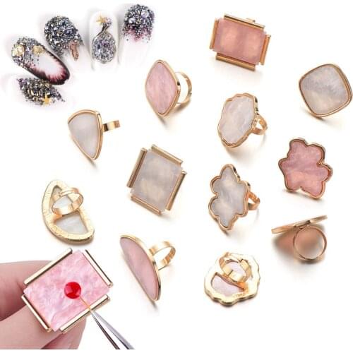 Finger Ring Plate Nail Art Palette Showing Shelf Resin Stone Drawing Nail Color Palette Mixing Display Manicure Polish Gel Tool