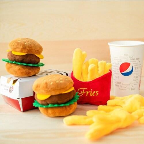 Plush Dog Toys Pet Dog Toys for Dogs Hambuger Puppy Squeaker Sound Toy Funny Puppy Small Dogs Interactive Toy Pug Jouet Chien