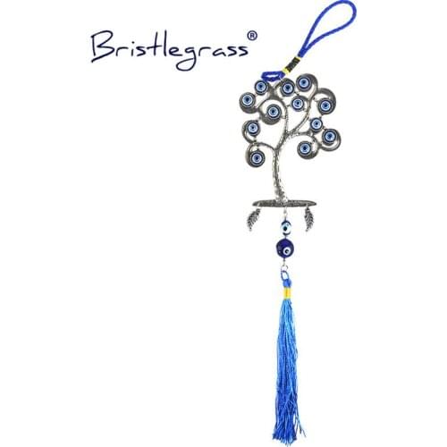 BRISTLEGRASS Turkish Blue Evil Eye Tree Tassel Amulets Lucky Charms Car Wall Hanging Pendants Pendulum Blessing Protection Decor