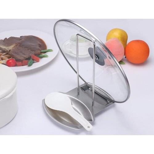 Stainless Steel Pot Lid Shelf Kitchen Organizer Pan Cover Lid Rack Stand Kitchen Accessories Spoon Holder Dish Rack