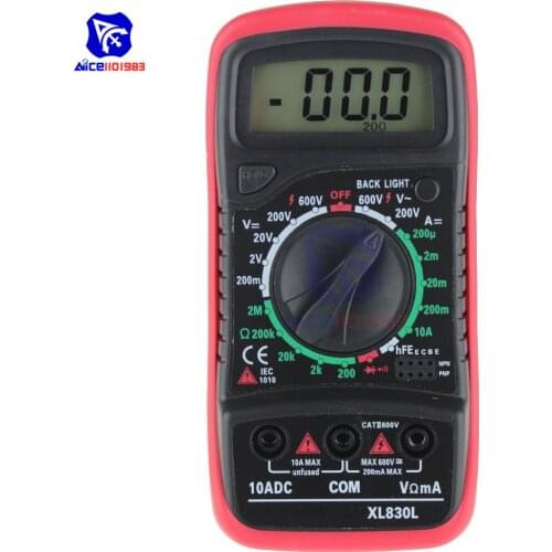 Diymore XL830L LCD Display Backlight Portable Multimeter AC DC Voltmeter Ammeter Ohmmeter Voltage Current Tester with Test Leads