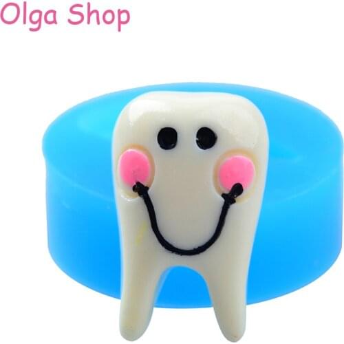 FYL155 29mm Kawaii Tooth Silicone Mold Fondant Cake Decoration Candy Resin Clay Earrings Necklace Craft Soap Candle FOOD SAFE