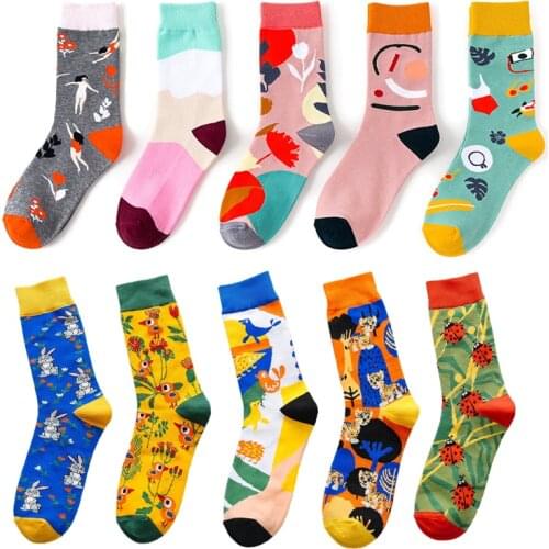 Cute Socks Women Cotton Socks Woman Happy Funny Graffiti Sweet Socks Mural Harajuku female Skateboard Socks