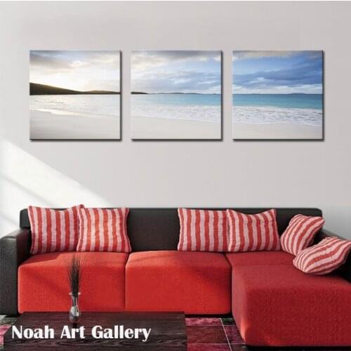 3 Piece Modern HD Picture Canvas Prints Paintings Seaview Ocean Wave Sandy Beach Landscape Wall Art for Home Room Decor Unframed