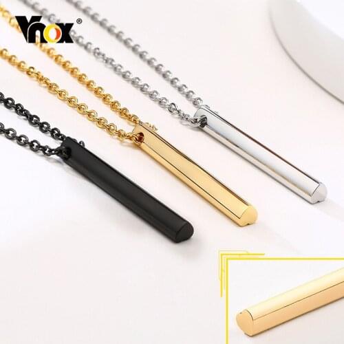 Vnox Stylish Heart Pillar Necklaces for Men Women, Minimalist Geometric 3D Cube Stainless Steel Pendant,Punk Unisex Collar
