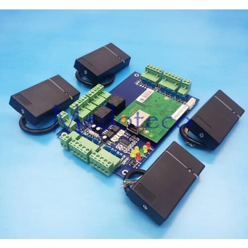 TCP/IP Two door Access Control Kit RFID access control Panel Double Door Security Access Controller + 4 pcs rfid Slave Reader