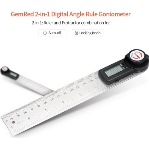 GemRed 2-in-1 Digital Angle Rule Goniometer Angle Gauge Stainless Steel Angle Finder Clinometer Digital Display Angle Ruler