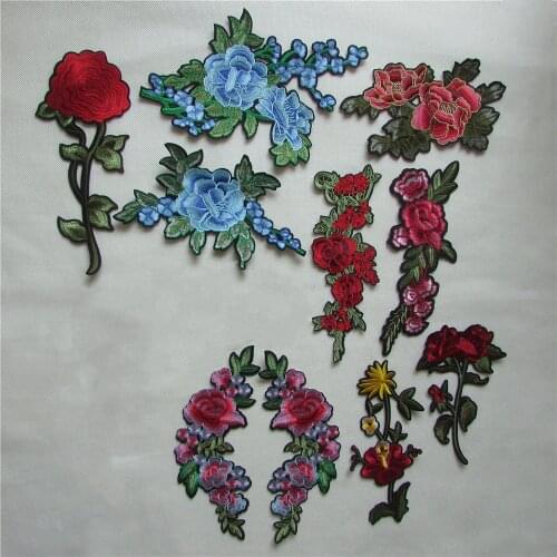 High quality brand new Flowers and the snake patter hot melt adhesive applique embroidery patches stripes DIY clothing accessory