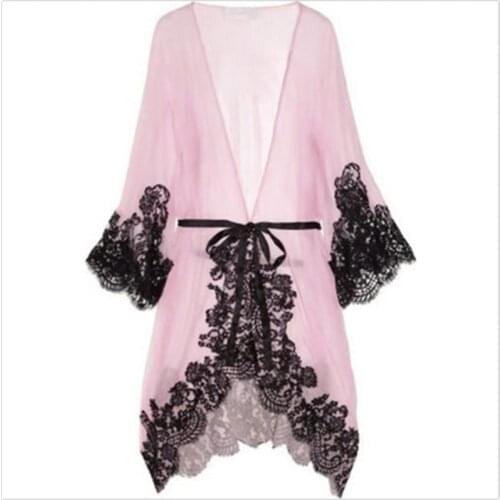 Local stock Women Sexy Sleepwear Chemise Kimono Sleep Nightie Gown Bath Robe Coat jacket