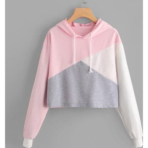 Women Hooded Sports jacket fall Long Sleeve Patchwork womens jacket Zipper cortaviento mujer 2019 sport Sweatshirt hot A0815