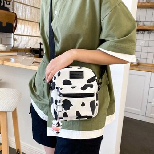 Women Girls Cartoon Cow Print Shoulder Crossbody Bag Lady Tote Satchel Purse