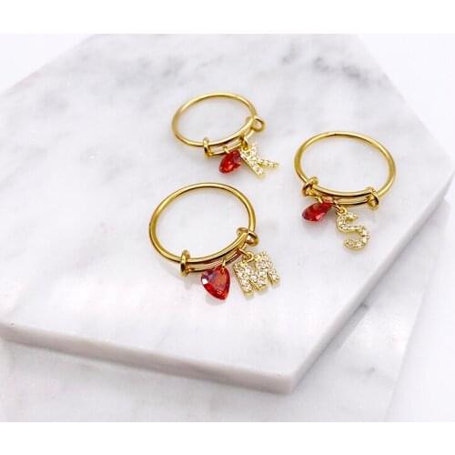 Heart Letter Ring Stainless Steel Initial Love Heart Name Couple Rings for Women Finger Female Ring Wedding Jewelry Anniversary