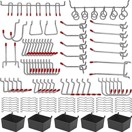 114/140 Pcs Metal Pegboard Hooks Organizer Assortment Kit Peg Locks Hanging Applications