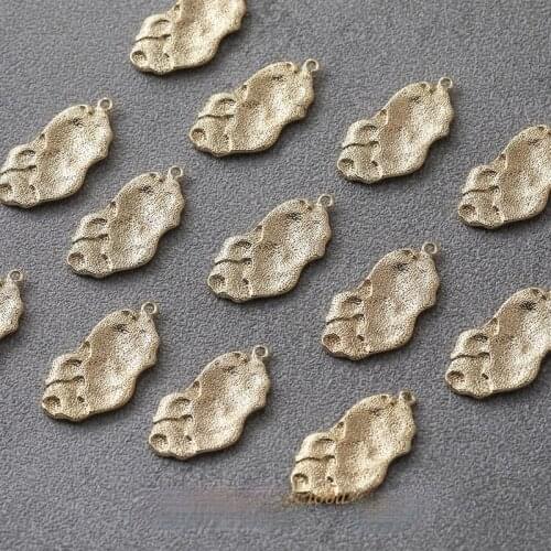 14K bag gold irregular bump knock pattern diy earpiece hand for pendant material accessories 2PCS
