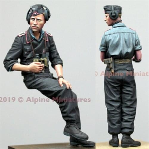 2pcs Unpainted Tank Soldier Resin Figure 1/35 Scale Model Kit Assembly Models Kit Resin Colorless Self-Assembled Toy No.443