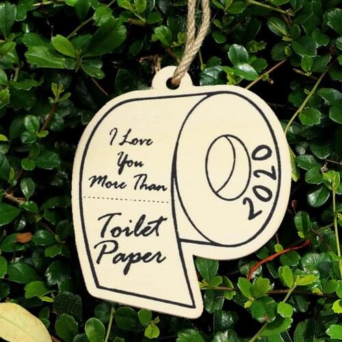 2Pcs Christmas Home Decor Hangable Wooden Toilet Paper Roll Design Pendants Crafts Ornament Navidad Christmas Decorations