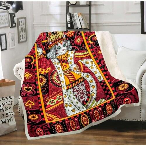 3D Blanket Bedspread Blankets Creative Pattern Design Cat Printed Vintage Bedding Square Picnic Flannel Soft Blanket Room Decor