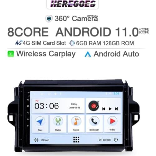 Carplay Octa-Core 6G+128G Android 10 Car Multimedia Player For Toyota Fortuner 2 2015 2016 2017 2018 2019 2020 4G LTE Radio 2din