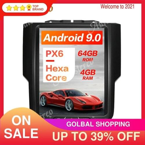 HD Android 9.0 4+64GB Tesla style Car Multimedia Player GPS Navigation For Dodge RAM 2014-2019 Car Radio Tape Recorder Head Unit