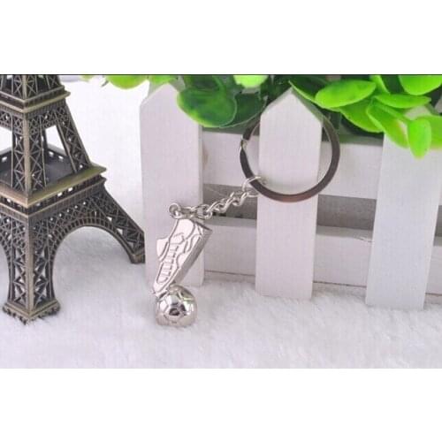 FREE shipping by FEDEX 100pcs/lot 2014 Wholesale Zinc Alloy Sport Football Keyring 3D Metal Sneaker Pendant Keychain