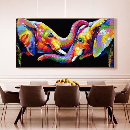DDHH Large Size Wall Art Canvas Animal Painting Abstract Elephant Pictures Vintage Posters And Prints Home Decoration Painting