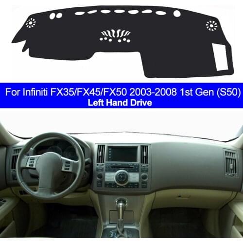 2 Layers Car Inner Dashboard Cover Dashmat Pad Carpet Dash Sun Shade For Infiniti FX35 FX45 FX50 2003-2006 2007 2008 Left Side
