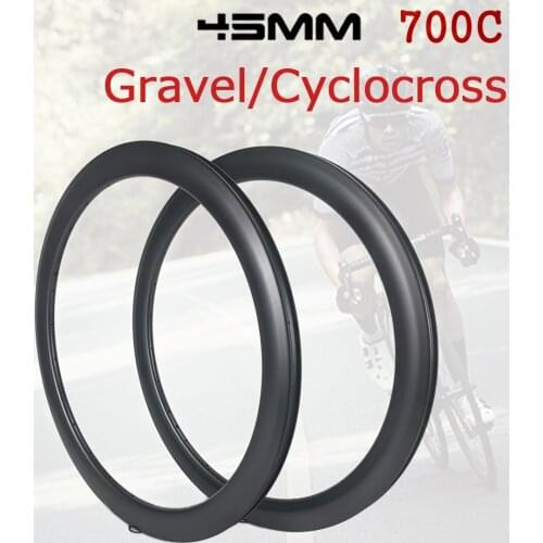 Go-proe 700C Gravel Disc Brake Carbon Fiber Rims 480g Depth 45mm Width 29mm tubeless hookless Rim For Cyclocross Bicycle Wheels
