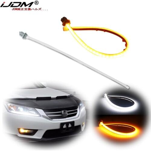 IJDM White/Amber Switchback Even Illuminating Headlight LED DRL Lights Retrofit For 13-15 Honda Accord Sedan DRL/Turn Signal Lig