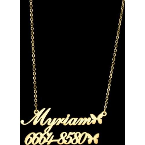 Customized Necklace Beautiful Butterfly Lucky Number And Two Names Stainless Steel For Women Girls Trendy New Jewelry Gifts