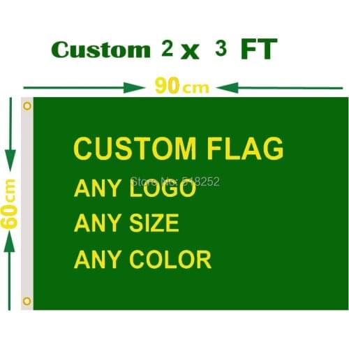 Custom 2x3 FT Flag 60x90cm Banner 100D Printed Polyester Sports Decoration Digital Copper Grommets, Free Shipping