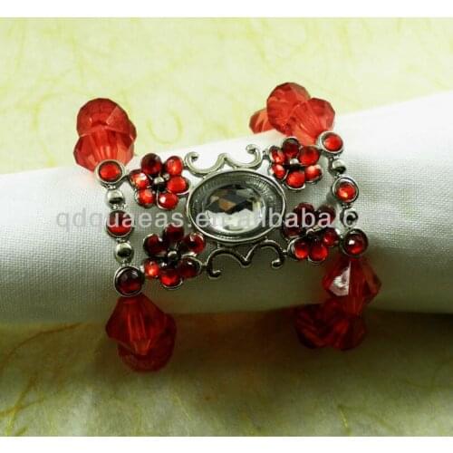 Red crystal beaded wedding napkin ring qn13030503