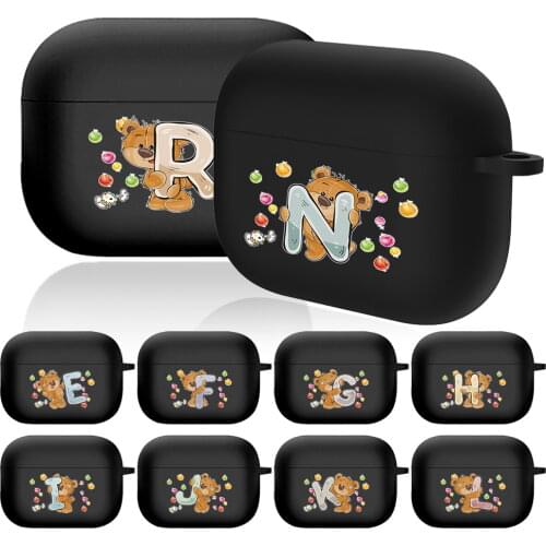 Matte Black Protective Case for Apple AirPods Pro Dust-proof Silicone Earphone Case Letter Wireless Bluetooth Headphone Case