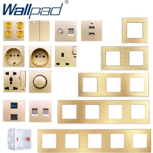 Metal Frame DIY Gold Wall Socket Free Combination Wallpad UK EU Socket USB TV DATA Audio Outlet Plug