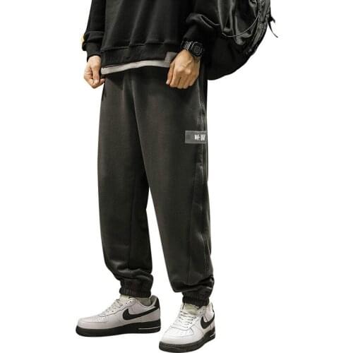 Fashion Running Pants Mens 2021 Students Japanese Casual Sportswear Sports Loose Simple Straight Harem Streetwear Trousers