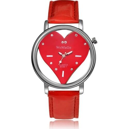 Fashion Womage Brand Womens Watches Casual Valentine Love Heart Quartz watch Hollow Crystal Designer Skeleton Student Watches