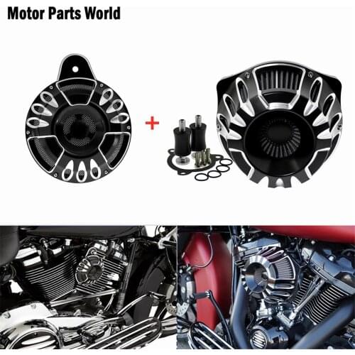 Motorcycle Air Filters Cleaner Filter Grey Filter Horn Cover CNC Aluminum Set For Harley Touring Street Glide Road Glide 08-16