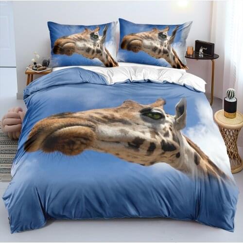 3D White Beddings Duvet Covers Sets Pillow Cases Set Quilt Cover Full King Queen Double Size Giraffe Custom Design Home Textile