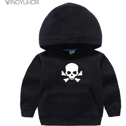 2020 New Winter Fashion Kids Baby Boy Girl Hoodies Skull Print Long Sleeve Pullovers Tops Children Sweatshirts 2-12T