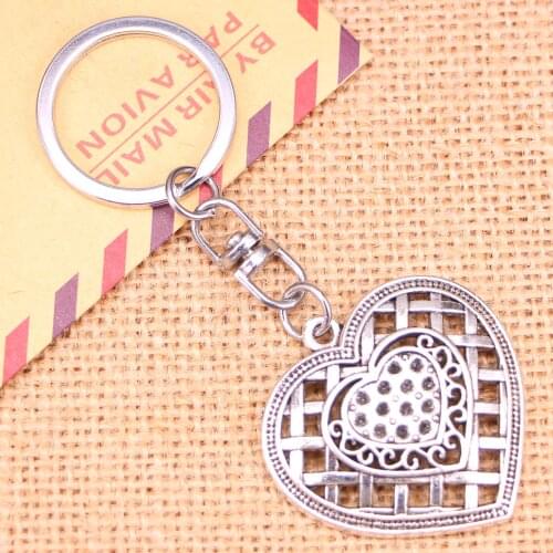 20pcs New Fashion Keychain 38*39 mm heart Pendants DIY Men Jewelry Car Key Chain Ring Holder Souvenir For Gift