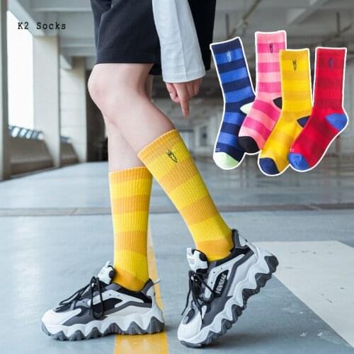 New Personality Striped Sockings Cotton Fashion Red Carrot Harajuku Happy Funny Hip Hop Korea College Style Men and Women Socks