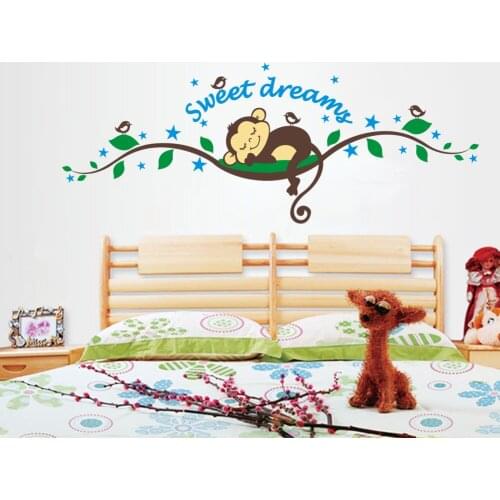 Monkey sweet dream Wall Decal children room Wall Lettering Art Words Wall Sticker Home Decor Decoration Living Room
