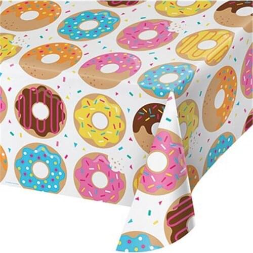 OEIN Donut Party Plate Cup Napkins Tablecloth Banner Birthday Party Disposable Tableware Set 1st Birthday Decor Party Supplies