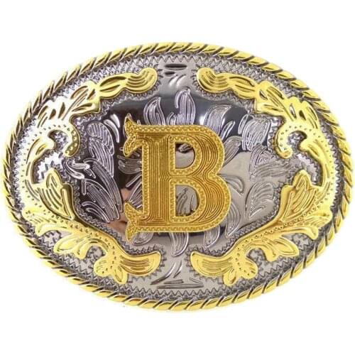 Initial Letters Western Style Cowboy Rodeo Gold Large Belt Buckles