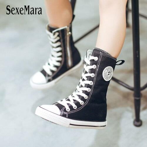 Autumn Canvas Shoes Girl Boots 2020 High-top Boys Boots Casual Shoes White/red/black Student Sneaker Lace Up Fashion Boot E06027
