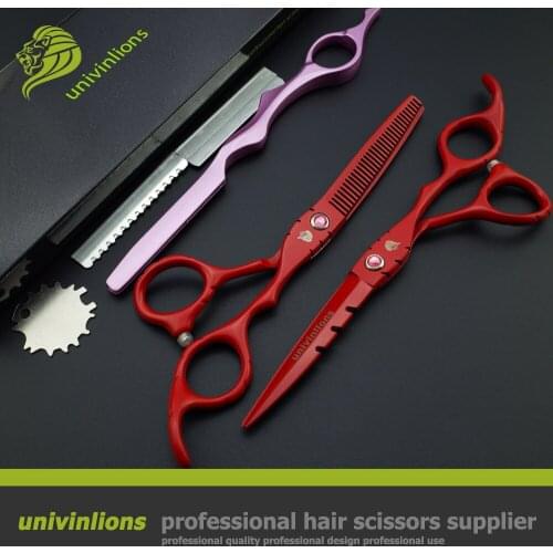 6" red barber scissors hair dressing japanese hairdressing scissors thinning shears sale hair sissors professional haircutter